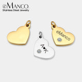 eManco Stainless Steel Rhinestone Heart Pendant Charms