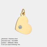 eManco Stainless Steel Rhinestone Heart Pendant Charms