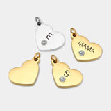 eManco Stainless Steel Rhinestone Heart Pendant Charms