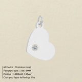 eManco Stainless Steel Rhinestone Heart Pendant Charms