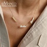 eManco 3-Name Necklace Stainless Steel Chain Personalized Nameplates