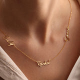 eManco 3-Name Necklace Stainless Steel Chain Personalized Nameplates