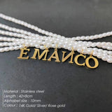 eManco Faux Pearl Initial Necklace Stainless Steel Collar DIY Alphabet Accessori
