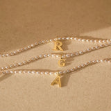 eManco Faux Pearl Initial Necklace Stainless Steel Collar DIY Alphabet Accessori