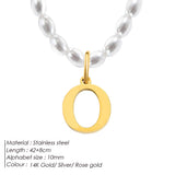 eManco Faux Pearl Initial Necklace Stainless Steel Collar DIY Alphabet Accessori