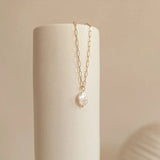 eManco Freshwater Pearl Pendant Necklace Stainless Steel Necklace Jewelry