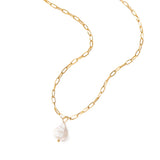eManco Freshwater Pearl Pendant Necklace Stainless Steel Necklace Jewelry