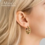 eManco Sliver Big Bamboo Circle Hoop Earrings Hip Hop Jewelry