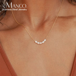 eManco Pearl Small Pearl Necklace Clavicle Chain Gift