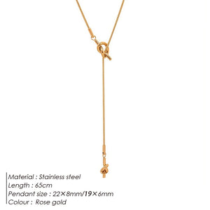 eManco Irregular Cross Knotted Y-Shaped Necklace