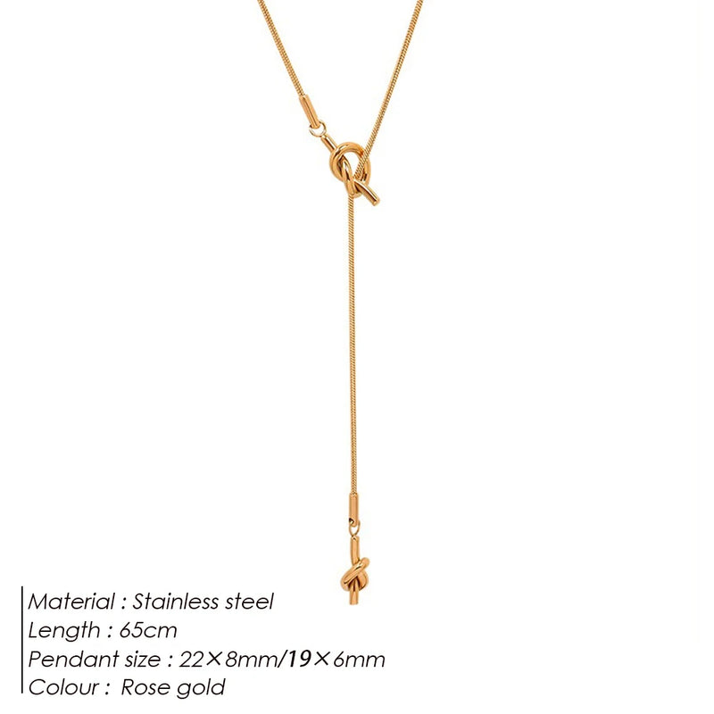 eManco Irregular Cross Knotted Y-Shaped Necklace