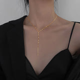 eManco Pendant Choker Necklace for Women Minimalist Bamboo Chain Necklace