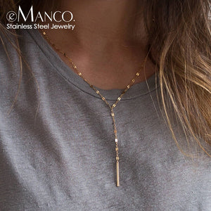 eManco Pendant Choker Necklace for Women Minimalist Bamboo Chain Necklace