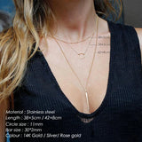 eManco Minimalist Stainless Steel Necklace Women Layered Chain Choker
