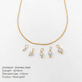 eManco Stainless Steel Chain Freshwater Pearl Necklace 5PCS