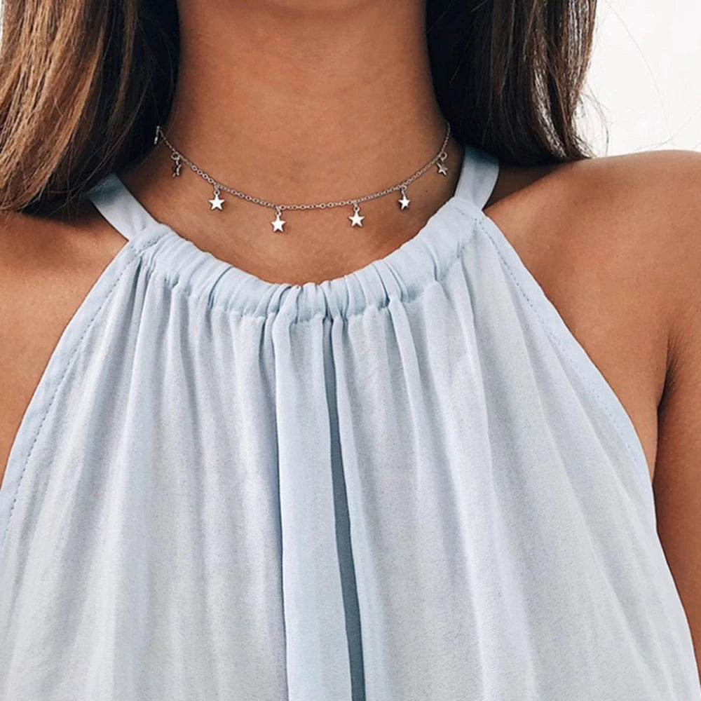 eManco Star Moon Choker Necklaces for Women's Pendant Necklace
