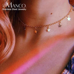 eManco Star Moon Choker Necklaces for Women's Pendant Necklace