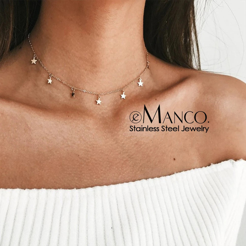 eManco Star Moon Choker Necklaces for Women's Pendant Necklace
