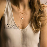 eManco Stainless Steel Layered Pendant Necklace Set for Women