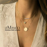 eManco Stainless Steel Layered Pendant Necklace Set for Women