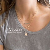 eManco Stainless Steel Layered Pendant Necklace Set for Women