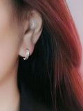 Silver 925 Rhinestone-Plated Ear Hoop Earring Circle Accessory