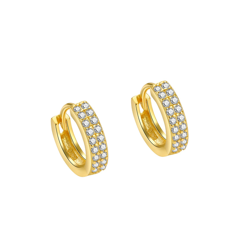 Silver 925 Rhinestone-Plated Ear Hoop Earring Circle Accessory
