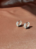 Silver 925 Rhinestone-Plated Ear Hoop Earring Circle Accessory
