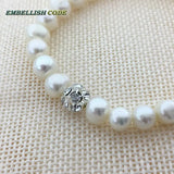 Elastic Thread Real Pearl 8mm Crystal Ball Bracelet