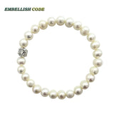 Elastic Thread Real Pearl 8mm Crystal Ball Bracelet