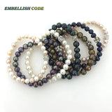 Elastic Thread Real Pearl 8mm Crystal Ball Bracelet