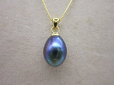 11-13MM Natural tahitian Pearl Pendant Necklace 14kp with chain