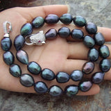 Tahitian Baroque Green Pearl Necklace 18in