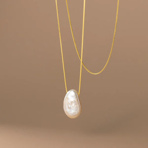 925 Silver Baroque Pearl Pendant Necklace C-D9413