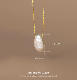 925 Silver Baroque Pearl Pendant Necklace C-D9413