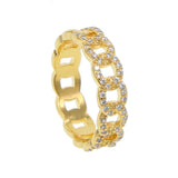 Delicate CZ Cuban Link Chain Ring Set