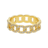 Delicate CZ Cuban Link Chain Ring Set