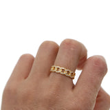 Delicate CZ Cuban Link Chain Ring Set