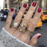 Delicate CZ Cuban Link Chain Ring Set