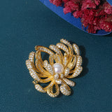 Natural Pearl Flower Brooch Cubic Zircon Fine Jewelry