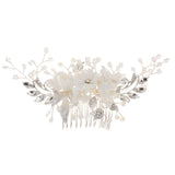 Ceramic Flower Hair Comb Women Party Head Wear Wedding Bride Hair Jewelry