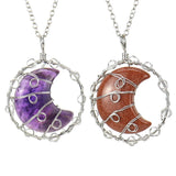 Wire Wrapped Amethyst Pink Crystal Pendant Necklace Reiki Mineral Quartz N590