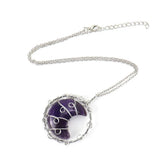 Wire Wrapped Amethyst Pink Crystal Pendant Necklace Reiki Mineral Quartz N590