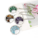 Wire Wrapped Amethyst Pink Crystal Pendant Necklace Reiki Mineral Quartz N590