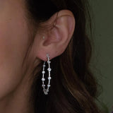 European Women CZ Circle Hoop Earring Geometric Sparkling Bling CZ Hoops