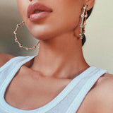 European Women CZ Circle Hoop Earring Geometric Sparkling Bling CZ Hoops