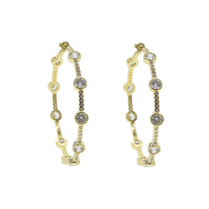 European Women CZ Circle Hoop Earring Geometric Sparkling Bling CZ Hoops