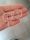 925 Silver Open Circle & Bar Geometric Earrings