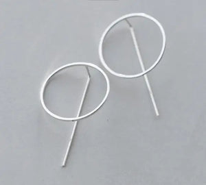 925 Silver Open Circle & Bar Geometric Earrings
