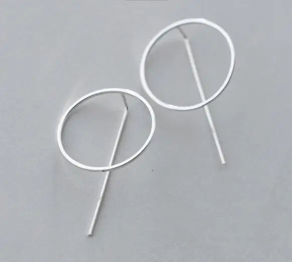 925 Silver Open Circle & Bar Geometric Earrings